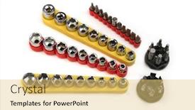  Presentation with white - Theme with kit-of-spanners-and-mouthpieces background and a yellow colored foreground