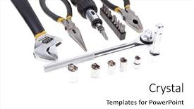  Presentation with tool belt tools - Slide set consisting of kit of tools include pliers background and a white colored foreground