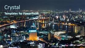  Presentation with city japan - Amazing PPT theme having kitakyushu-city-in-japan backdrop and a tawny brown colored foreground
