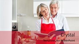  Presentation with cookbook - Slides having kitche - happy senior couple in kitching background and a red colored foreground