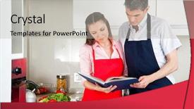  Presentation with cookbook - Audience pleasing PPT theme consisting of kitche - senior couple in a kitching backdrop and a light gray colored foreground