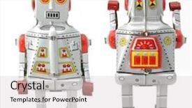  Presentation with robots - Presentation theme enhanced with kitche - two retro robots background and a light gray colored foreground