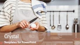  Presentation with crystal image - PPT theme featuring kitchen at home mixing egg background and a coral colored foreground