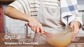  Presentation with business woman standing on maze - Colorful PPT theme enhanced with kitchen at home mixing egg backdrop and a coral colored foreground