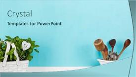  Presentation with vintage cooking - Slide set with kitchen-background-with-a-variety background and a arctic colored foreground