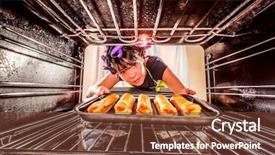  Presentation with cakes cupcake - Cool new PPT theme with kitchen bath - housewife preparing cakes backdrop and a tawny brown colored foreground