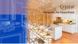  Presentation with build - Audience pleasing slide set consisting of kitchen-blueprint-drawing-gradating backdrop and a coral colored foreground