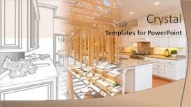  Presentation with blueprint - Slide set enhanced with kitchen-blueprint-drawing-gradating background and a coral colored foreground
