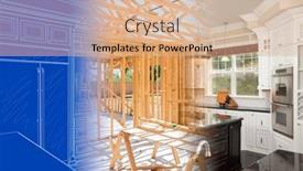  Presentation with build - Cool new slide deck with kitchen-blueprint-drawing-gradating backdrop and a coral colored foreground