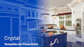  Presentation with build - PPT theme enhanced with kitchen-blueprint-drawing-gradating background and a teal colored foreground