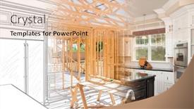  Presentation with blueprint - Beautiful PPT theme featuring kitchen-blueprint-drawing-gradating backdrop and a lemonade colored foreground