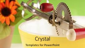  Presentation with old fashioned - Presentation theme consisting of kitchen-bowl-and-mixer background and a yellow colored foreground