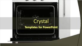  Presentation with kitchen cabinet - PPT theme consisting of kitchen cabinet with oven on white background background and a tawny brown colored foreground