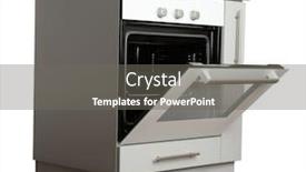  Presentation with kitchen cabinet - Slide set consisting of kitchen cabinet with oven on white background background and a gray colored foreground