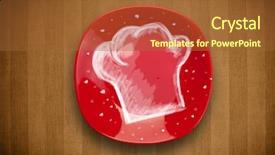  Presentation with chef - Presentation design consisting of kitchen cartoon - colorful plate with hand drawn background and a red colored foreground