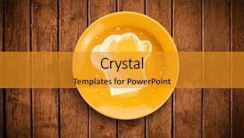  Presentation with chef - Beautiful PPT layouts featuring kitchen cartoon - colorful plate with hand drawn backdrop and a gold colored foreground