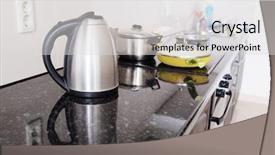 Presentation with electric - Presentation with kitchen close-up electric kettle background and a light gray colored foreground