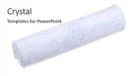  Presentation with photo - Cool new theme with kitchen cloth washing utensils - close-up photo of rolled up backdrop and a white colored foreground