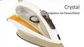  Presentation with flat - PPT theme consisting of kitchen cloth washing utensils - flat iron isolated on white background and a  colored foreground