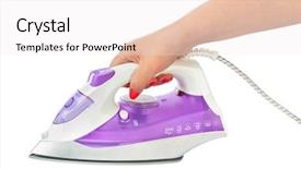  Presentation with iron - Amazing presentation theme having kitchen cloth washing utensils - woman hand and flat iron backdrop and a  colored foreground