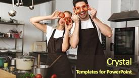  Presentation with friends - Slide set having kitchen cooking having fun background and a wine colored foreground