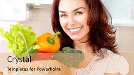  Presentation with gardening healthy food cooking - Colorful presentation enhanced with kitchen cooking healthy food backdrop and a coral colored foreground