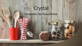  Presentation with cooking utensils - Colorful PPT layouts enhanced with kitchen cooking utensils in ceramic backdrop and a light gray colored foreground