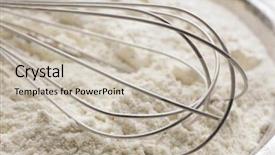  Presentation with whole wheat flour - Slide set enhanced with kitchen corolla whisk with wheat background and a  colored foreground