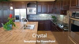  Presentation with new home - Slide deck featuring kitchen countertops - new model home interior showing background and a coral colored foreground