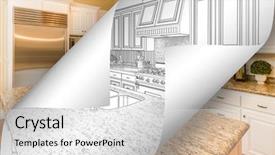  Presentation with photo album page - Colorful presentation design enhanced with kitchen drawing page corners flipping backdrop and a  colored foreground
