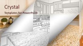  Presentation with page - Colorful slide set enhanced with kitchen drawing page corners flipping backdrop and a  colored foreground