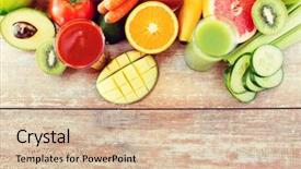  Presentation with healthy eating - Colorful PPT theme enhanced with kitchen eco - detox healthy eating food backdrop and a soft green colored foreground