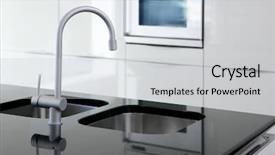  Presentation with kitchen design - Presentation theme consisting of kitchen faucet and oven modern background and a light gray colored foreground