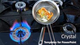  Presentation with seafood paella - Cool new theme with kitchen fire with shrimps for seafood paella broth backdrop and a ocean colored foreground