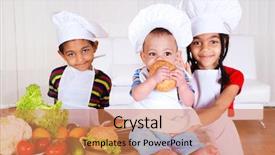  Presentation with cooking kids - Amazing slides having kitchen food family - three african american kids cooking backdrop and a coral colored foreground