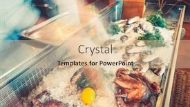  Presentation with frozen seafood - Presentation theme enhanced with kitchen-freshly-frozen-seafood-fish background and a lemonade colored foreground