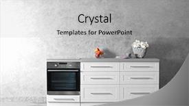  Presentation with kitchen furniture - Slide deck featuring modern kitchen furniture against grey wall background and a light gray colored foreground