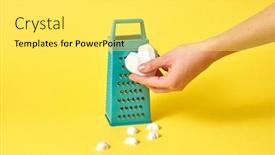  Presentation with greeting card - Amazing PPT layouts having kitchen-grater-and-big-plaster backdrop and a yellow colored foreground