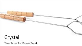  Presentation with barbecue - Cool new presentation with kitchen implements - barbecue tongs with wooden handle backdrop and a white colored foreground