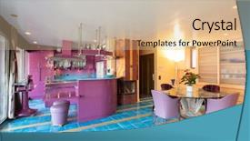  Presentation with modern elegant - Cool new presentation design with kitchen in a luxury apartment backdrop and a soft green colored foreground