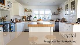 Presentation with kitchen - Slides enhanced with kitchen in contemporary family home background and a coral colored foreground