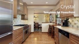  Presentation with oak - Presentation theme consisting of kitchen in home with oak wood cabinetry background and a coral colored foreground