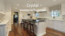  Presentation with dining - Amazing PPT theme having kitchen in luxury home backdrop and a gray colored foreground