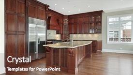  Presentation with new home - Presentation theme having kitchen in new construction home background and a tawny brown colored foreground