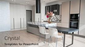  Presentation with granite - Theme consisting of kitchen-in-new-luxury-home background and a light gray colored foreground