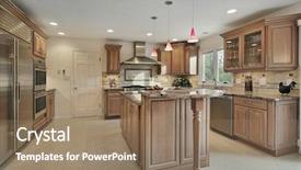  Presentation with kitchen remodeling - Slides enhanced with kitchen in remodeled home background and a coral colored foreground