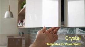  Presentation with kitchen furniture - Beautiful slide deck featuring kitchen interior with modern furniture backdrop and a tawny brown colored foreground