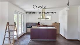  Presentation with kitchen - Presentation design enhanced with kitchen-island-in-kitchen-during background and a light gray colored foreground