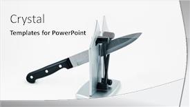  Presentation with desktop - Presentation theme having kitchen-knife-in-a-desktop background and a white colored foreground