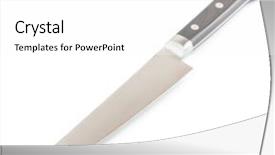  Presentation with brand - Audience pleasing presentation design consisting of brand new unused kitchen knife isolated on white background with shadow backdrop and a white colored foreground